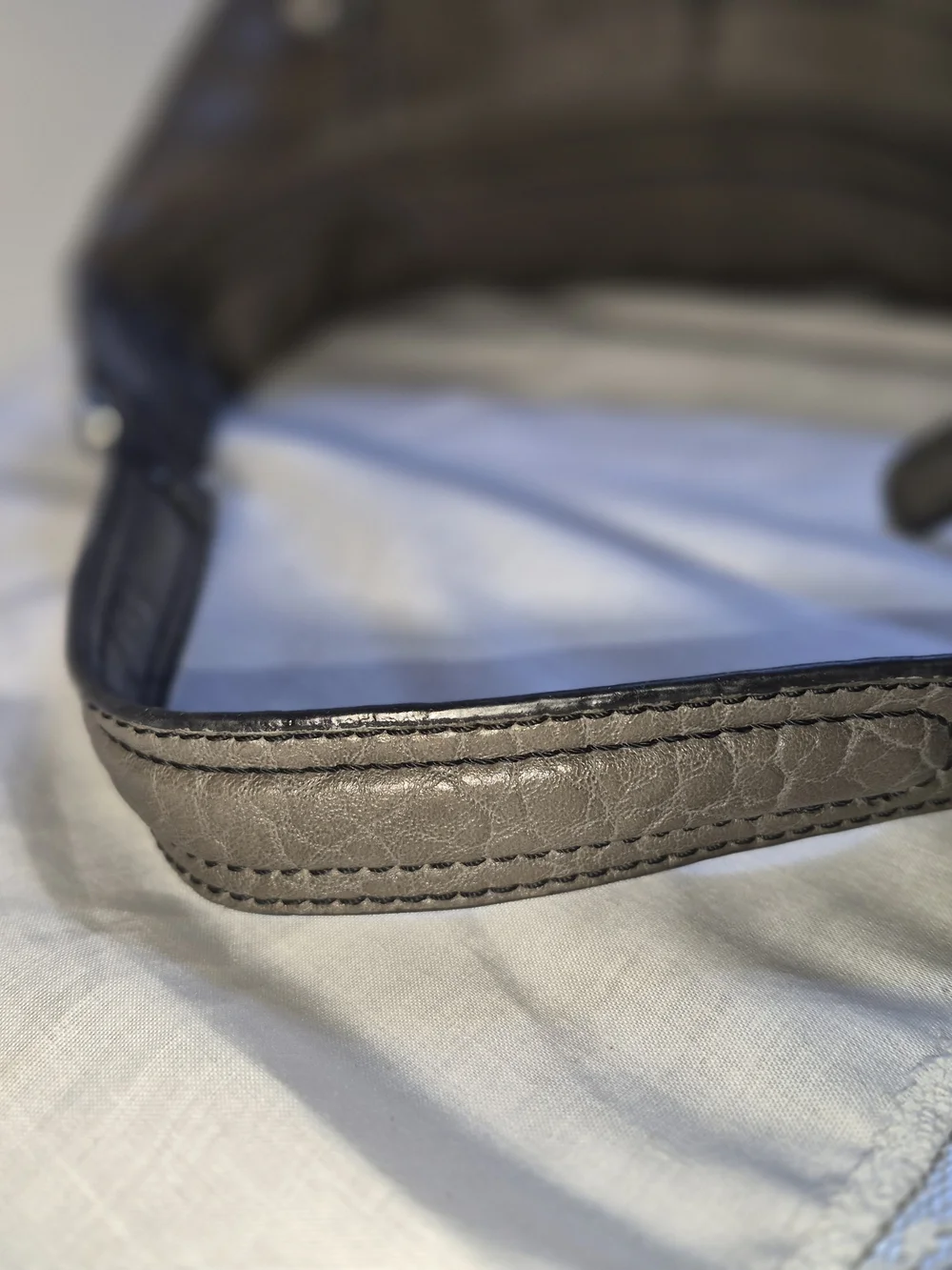 Etienne Aigner Gray Leather Hobo Shoulder Bag